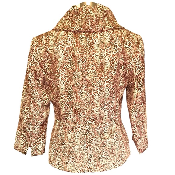 Satin Animal Print Statement Collar Top Jacket - Picture 5 of 11